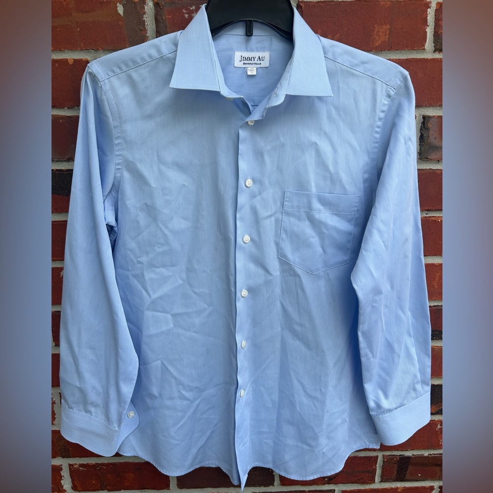 Jimmy Au Beverly Hills Men’s Light Blue Long Sleeve Button Down L Dress Shirt